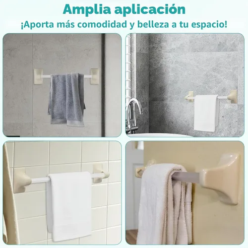 Vista 8 de Paquete de 2 soportes de toalla de cerámica almendra para baño