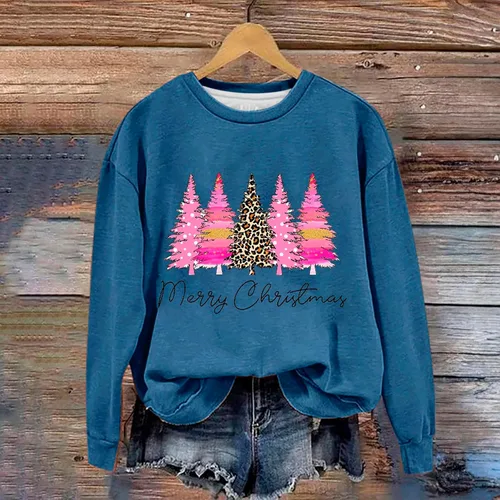 Vista 2 de Suéter estampado navideño mujer jersey cuello redondo manga larga sudadera holgada sudaderas cómodas y de ocio