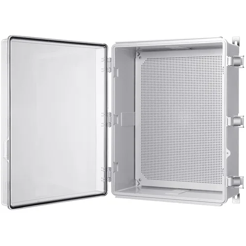 Vista 14 de Caja de conexiones Gratury, carcasa de plástico impermeable IP67 para proyectos eléctricos, cubierta con bisagras gris, incluye placa de montaje