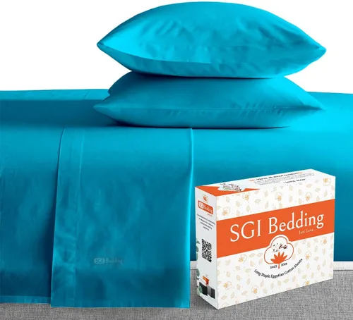Vista 28 de SGI Bedding - Juego de sábanas de 600 hilos, 4 piezas, 100% de algodón egipcio, tamaño completo, juego de sábanas con bolsillo profundo de 38 cm