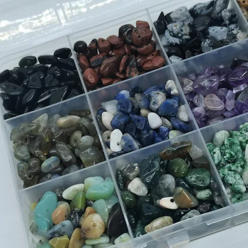 Vista 5 de Cuentas de piedras preciosas para hacer joyas DIY, cristales de energía curativa con pulido, cuentas irregulares trituradas con forma irregular