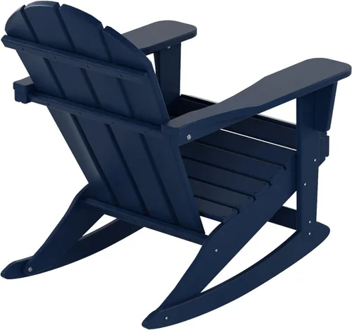Vista 180 de WestinTrends Silla mecedora Malibu de poliéster para exterior/patio Adirondack, Negra