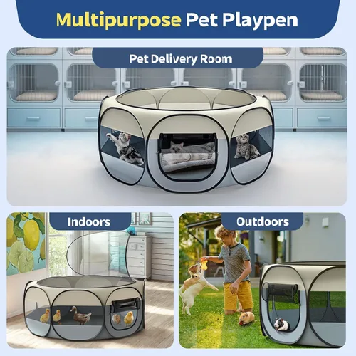 Vista 7 de VavoPaw Corralito para Animales Pequeños, Caja de Crianza de Pollos con Tapa Superior, Carpa de Jaula Portátil para Ejercicio al Aire Libre