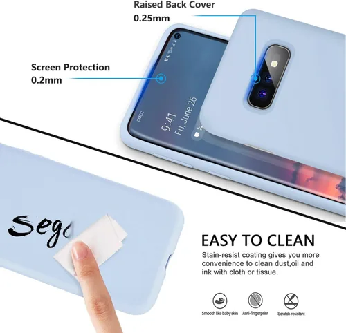 Vista 4 de Diseñada para Galaxy S10e, funda de goma de gel de silicona líquida a prueba de golpes, cojín de forro de tela de microfibra suave compatible