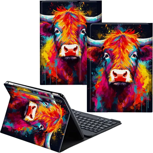 Vista 56 de Funda para Samsung Galaxy Tab S6 Lite 2022/2020 Teclado Inalámbrico Desmontable y Cubierta De Soporte De Cuero PU Funda Protectora Para Samsung