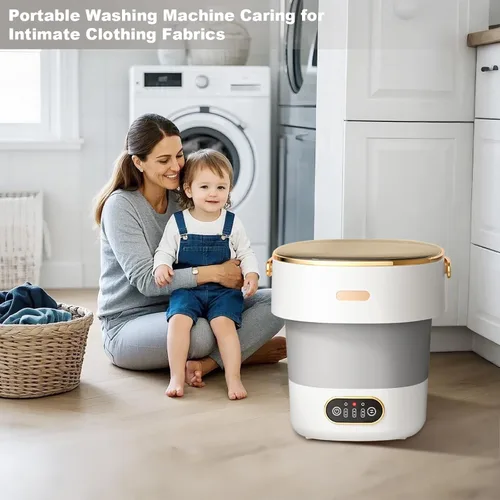 Vista 2 de Lavadora portátil, Mini lavadora de 13L de gran capacidad mejorada, lavadora plegable para limpieza profunda de ropa interior, ropa pequeña de bebé