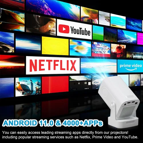 Vista 6 de Mini proyector actualizado con WiFi 6 y Bluetooth 5.4, proyector inteligente compatible con Full HD 4K, enfoque automático y Keystone automático