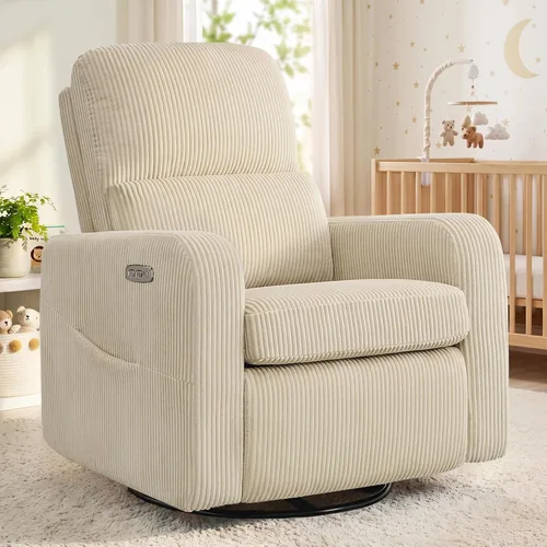 Vista 11 de Mecedora giratoria mecedora eléctrica, silla reclinable para cuarto Gris