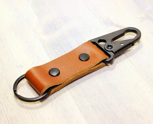 Vista 2 de Llavero táctico de cuero HK EDC Clip Fob - cuero de grano completo