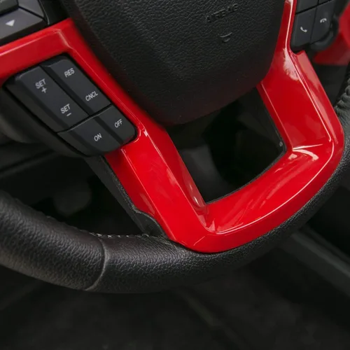 Vista 3 de Keptrim Funda para volante para Ford F150 2015-2020, para Ford F150 2017-2022, F250 F350 2017-2022, para Ford Expedition 2018-2021 ABS rojo