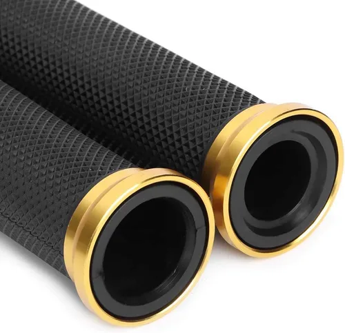 Vista 7 de Empuñaduras de manillar de motocicleta, empuñaduras de goma con extremo de aluminio, universales para barra de mango de 7/8 "(22 mm) (dorado)