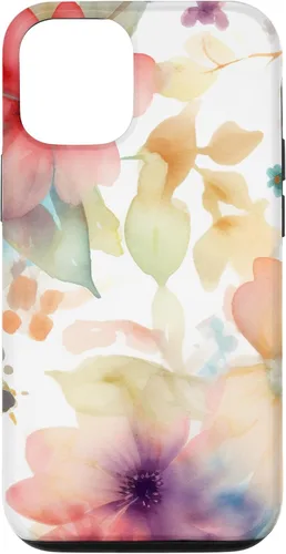 Vista 26 de iPhone 16 Lindo Pastel Floral Acuarela Rosa Azul Mujeres Patrón de Flores Caso