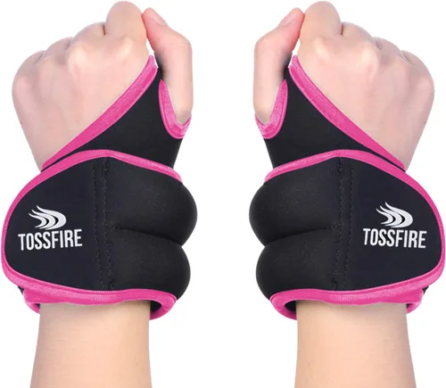 Vista 8 de Comfecto Wrist Weights with Thumb Loops Lock, 1lb*2 2lbs*2 for Running, Strength Training, Walking, Exercises, Gym, Cardio, Men, Women Rosa