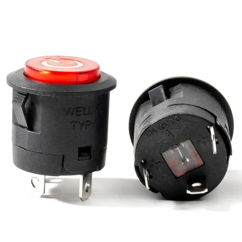 Vista 5 de WEELYE - 2 piezas de automóvil de parachoques de 6 V 12 V con botón de encendido circular rojo, interruptor de arranque eléctrico para niños, piezas
