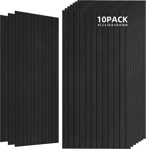 Vista 49 de TO-TH Juego de 4 paneles de pared insonorizados de 47.2 x 23.6 pulgadas con aspecto de madera, absorben el sonido, paneles acústicos grandes