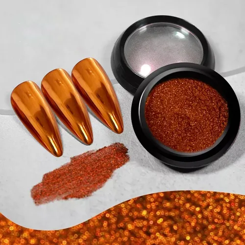 Vista 7 de Polvos holográficos de espejo para uñas, efecto dorado cromado, lentejuelas de polvo metálico puro, gel UV, pigmento de polvo cromado negro