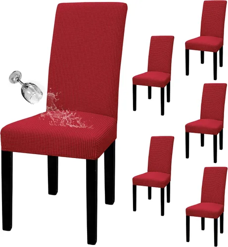 Vista 75 de Easy-Going - Juego de 2 fundas para sillas de comedor 100% impermeables, de tela Jacquard elástica, fundas protectoras removibles y lavables