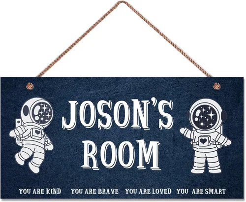 Vista 12 de Letrero de astronauta personalizado con nombre, decoración artística para pared, exquisitos letreros decorativos para habitación de niños, cuarto