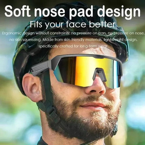 Vista 7 de Lentes inteligentes Bluetooth para ciclismo: gafas inteligentes para hombres y mujeres con micrófono integrado y altavoces de música de oído