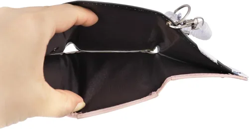 Vista 7 de Eilova Orityle Bonita cartera de gato para niñas y adolescentes, niños y mujeres, delgada de tres pliegues, tarjetero organizador con colgante