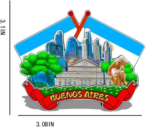 Vista 3 de Argentina Buenos Aires - Imán de nevera, diseño de madera 3D, monumentos coleccionables, decoración hecha a mano, 557