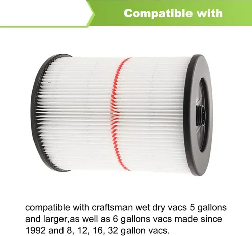 Vista 2 de ANBOO Filtro para aspiradora Craftsman 17816 9-17816 Filtro de vacío húmedo y seco Filtro de cartucho de aire para aspiradora Shop Vac 17816 1
