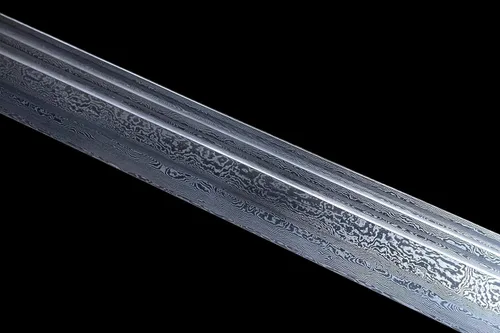Vista 3 de Espada ancha,Espada dao de oro negro real,Hoja de Damasco forjada,Accesorios de aleación,Espiga completa,Kung fu