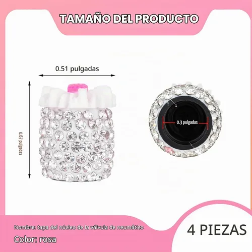 Vista 2 de 4 piezas de tapas de vástago de válvula brillantes, lindas válvulas de rueda de automóvil con flores de Sakura, atractivas cubiertas de aire