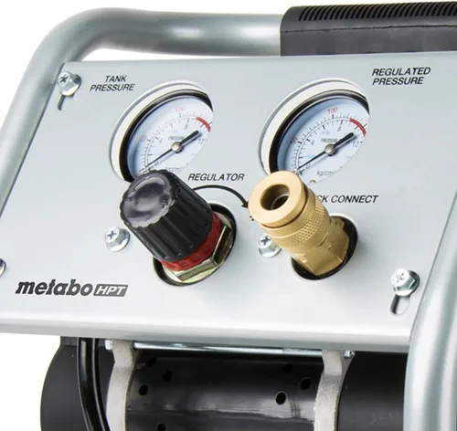 Vista 3 de Metabo HPT Compresor de aire silencioso, compresor de aire portátil sin aceite de 1 galón, funcionamiento ultrasilencioso a 59 dB, acoplador rápido