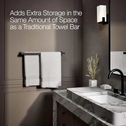 Vista 4 de Kohler 73144-BL Composed® Toallero doble de 24 pulgadas, negro mate
