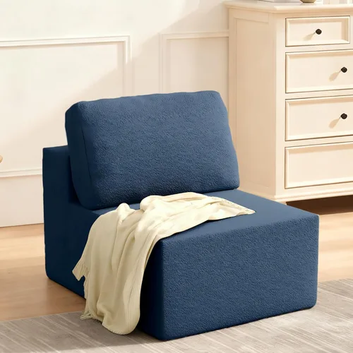 Vista 21 de Furnify Sofá modular tapizado de espuma de 30", Sofá de piso tapizado con almohada, Silla puf para dormitorio y sala de estar, No requiere