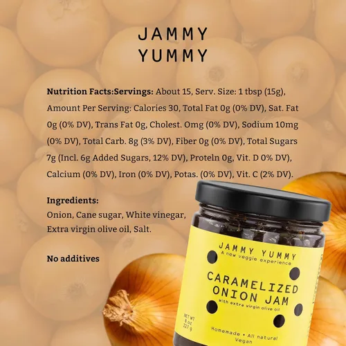 Vista 2 de Jammy Yummy Mermelada de cebolla - Hecho a mano, ingredientes simples, sin aditivos, vegano, sin gluten, tarro de 8 onzas (paquete de 1)
