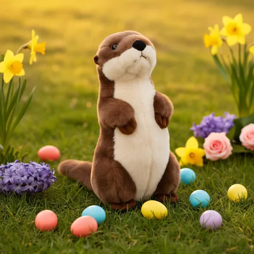 Vista 8 de Animal de peluche de nutria de río de The Petting Zoo de pie, regalos para niños, animales salvajes del zoológico, juguete de peluche de nutria
