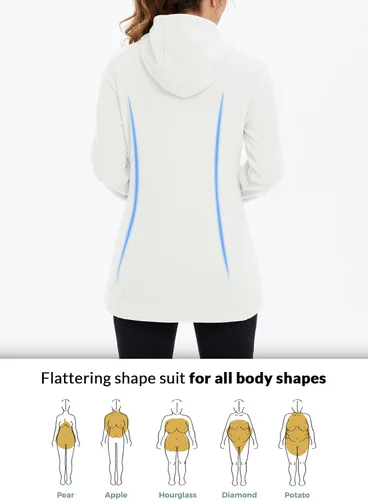 Vista 2 de BALEAF Chaqueta larga de forro polar con capucha y cremallera completa para mujer, abrigo de invierno suave y ligero