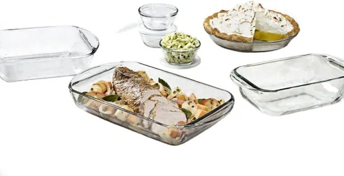 Vista 4 de Plato hondo para pasteles Anchor Hocking 81214L11 de Oven Basics; 9.5 pulgadas, transparente, Cazuela, Transparente