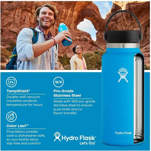 Vista 2 de Hydro Flask Botella de boca ancha con tapa flexible