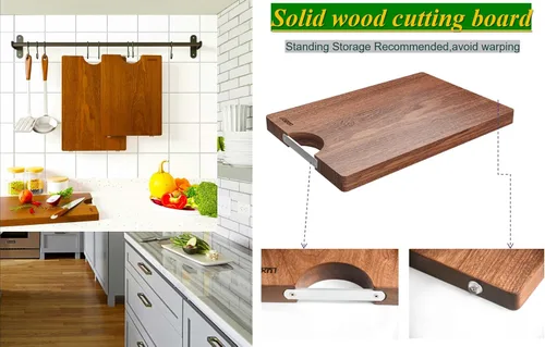 Vista 8 de Tabla de cortar de madera maciza de una pieza hecha de madera de sapele, tabla de cortar de madera dura resistente de 17.7 x 11.8 x 1.2 pulgadas