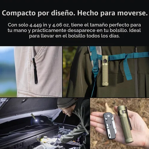 Vista 9 de OLIGHT BatonUltra - Linterna EDC recargable, 1800 lúmenes, 6 modos de luz de bolsillo con luz blanca pura, linternas LED brillantes USB C