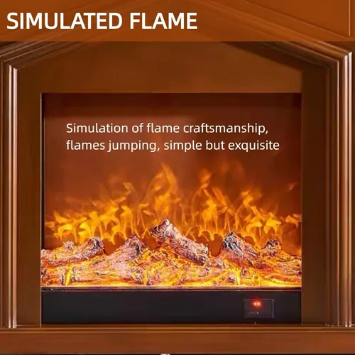 Vista 3 de Chimenea eléctrica independiente con repisa de 47 pulgadas (llama realista) (forma de techo) marrón moderno soporte de TV Chimenea para Sala