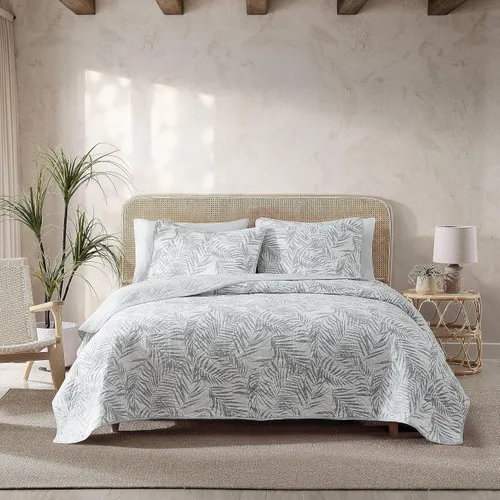 Vista 10 de Tommy Bahama - Juego de edredón tamaño individual, ropa de cama reversible de algodón con funda a juego, prelavada para mayor suavidad, artículos