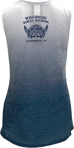 Vista 2 de Harley-Davidson Pretty Gradient Fullback - Camiseta sin mangas para mujer, color azul