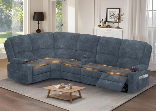 Vista 29 de Yolsali Sofá reclinable, sofá reclinable manual de 3 plazas con cojín de 2 niveles, sofás reclinables para sala de estar con consola removible