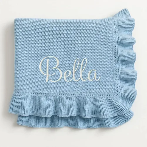 Vista 8 de Nonnie Manta Personalizada para Bebé con Nombre - Manta Bordada y Ruffle Personalizada para Recién Nacido, 30x40 pulgadas, Regalo Personalizado