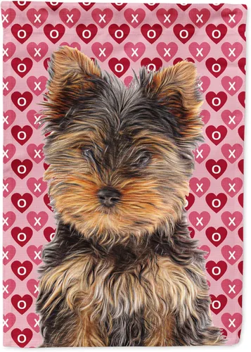 Vista 352 de Caroline's Treasures SS4484GF Bandera de jardín con diseño de bulldog inglés y corazones para el Día de San Valentín, bandera decorativa para patio