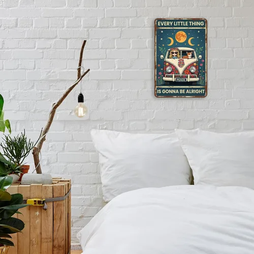 Vista 5 de Póster de pared retro hippie, cartel de metal vintage, perfecto para habitaciones temáticas de los años 70 y colecciones de pósteres geniales