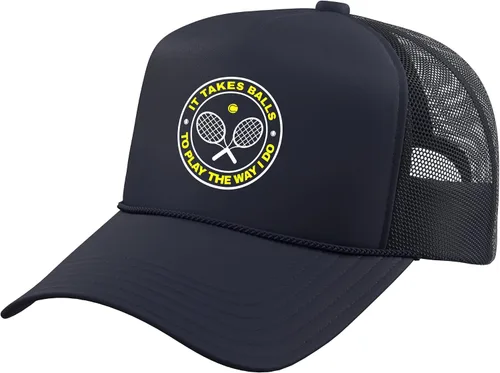 Vista 14 de Tennis - It Takes Balls to Play The Way I Do Trucker Hat with Adjustable Mesh Back