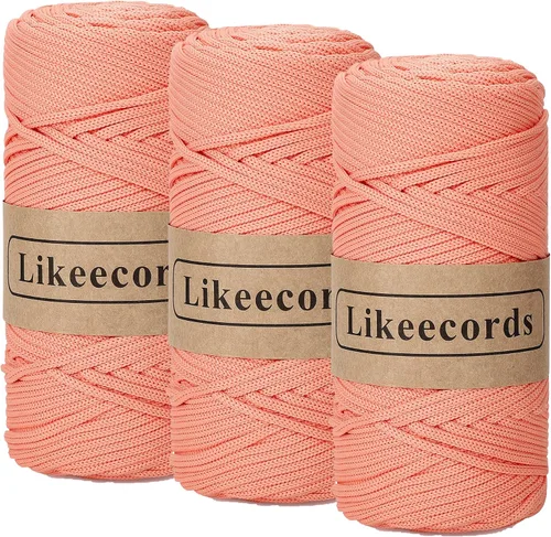 Vista 23 de Likeecords Cordón de macramé trenzado de poliéster de 0.157 in, 140 yardas, 426 pies, hilo elástico para bolsa de ganchillo para manualidades