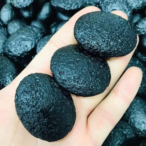 Vista 7 de 1pcs piedra natural natural meteorito cuarzo oval piedra áspera negro tektite espécimen para la venta