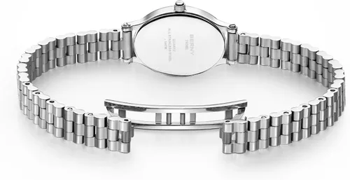 Vista 4 de BERNY Relojes de plata para mujer, delicado reloj de pulsera para mujer, reloj de pulsera pequeño impermeable 3ATM, reloj de cuarzo analógico