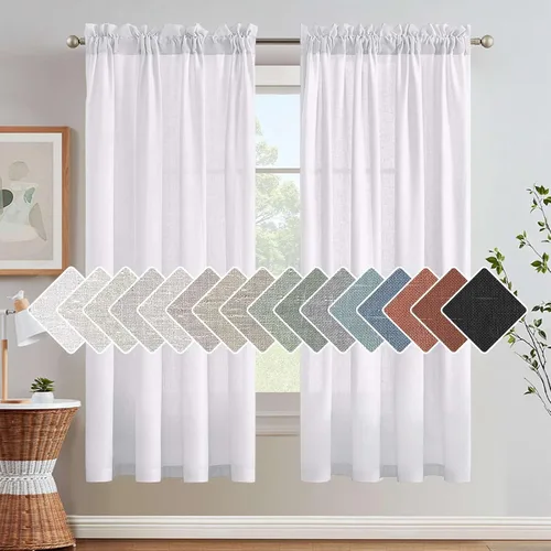 Vista 64 de H.VERSAILTEX Cortinas texturizadas de lino con filtro de luz para sala de estar, tratamiento de ventanas, cortinas naturales y duraderas
